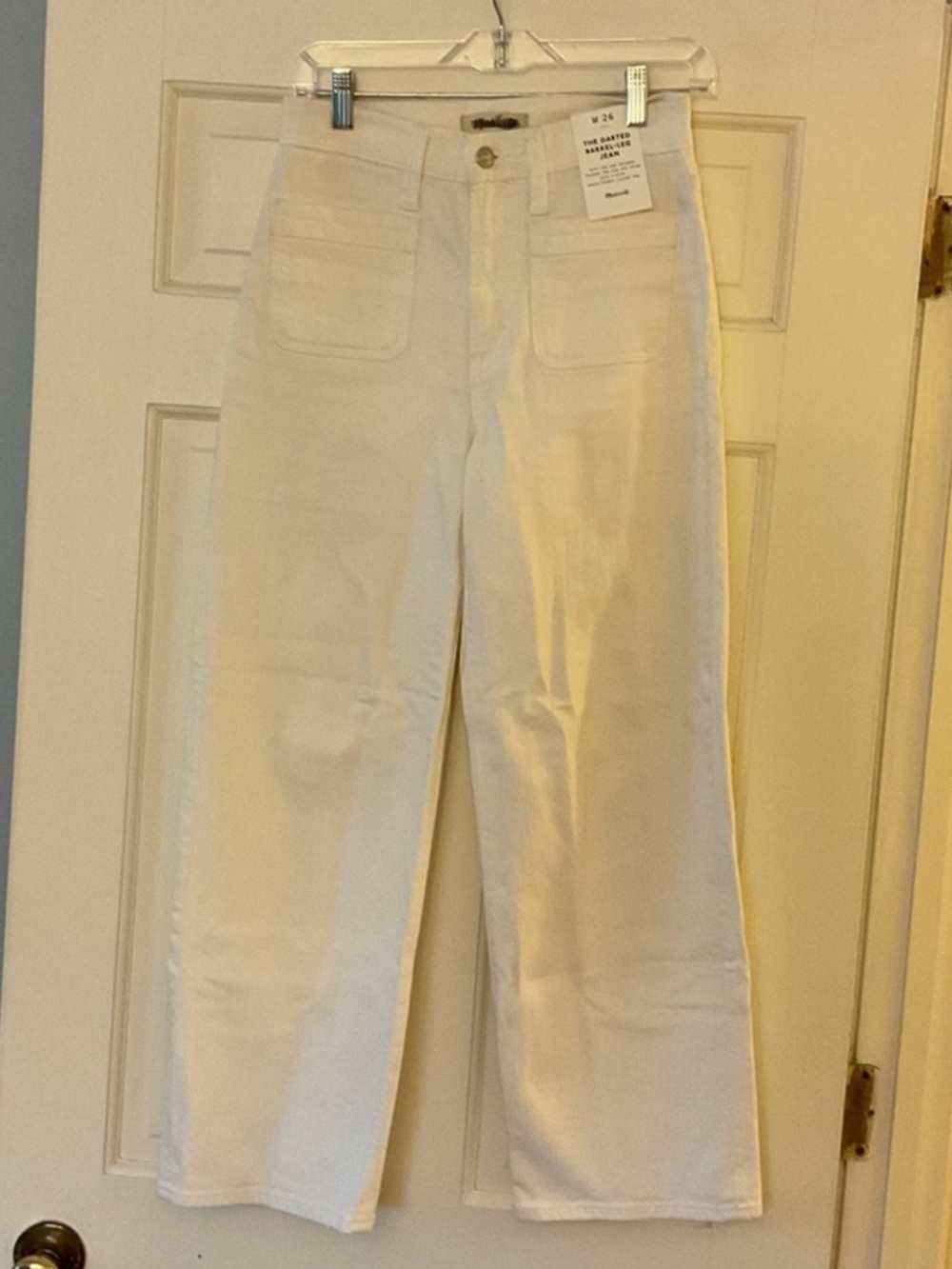Madewell The Darted Barrel-Leg Jean Vintage Canvas Ecru Rigid Denim Size 26 NWT